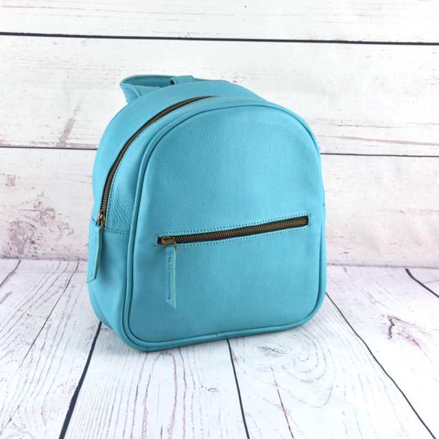 Teen Leather Backpack Bag Blue