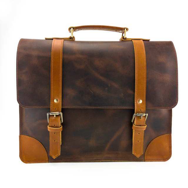 Natural Washed Leather Portfolio Bag 13 Laptop Leather Bag